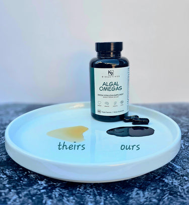 K9Bioactives Algae Oil Dark Green Competitors Algae Oil Yellow